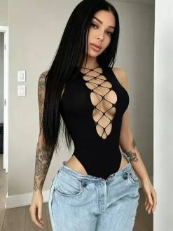 Club Jumpsuit Sexy Sleeveless V-Neck Cut Out Clubwear