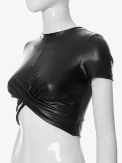 Clubwear Top Fashion Jewel Neck Short Sleeves Polyester Layered
