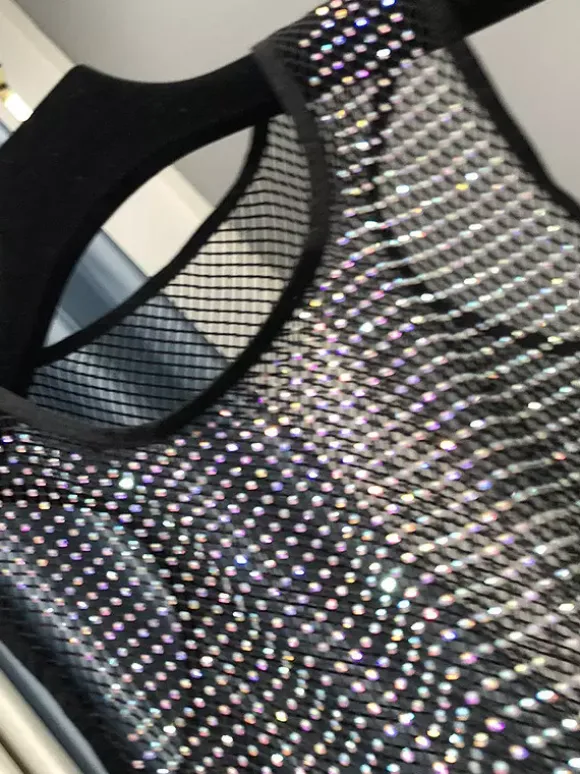 Clubwear Top Sexy Jewel Neck Nets Sleeveless Polyester Clothes