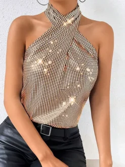 Clubwear Tops Fashion Halter Sleeveless Tops