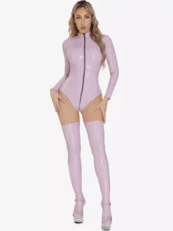 Clubwear Tops Fashion Stand Collar Zipper Long Sleeves PU Leather