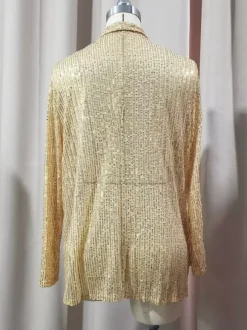Clubwear Tops Fashion Turndown Collar Sequins Long Sleeves Blazers Cardigans