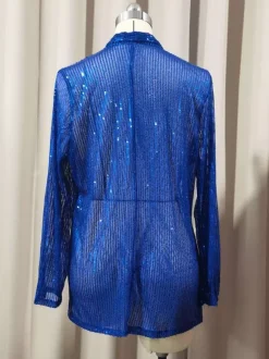 Clubwear Tops Fashion Turndown Collar Sequins Long Sleeves Blazers Cardigans
