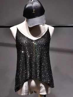 Clubwear Tops Fashion V-Neck Nets Sleeveless Clothes