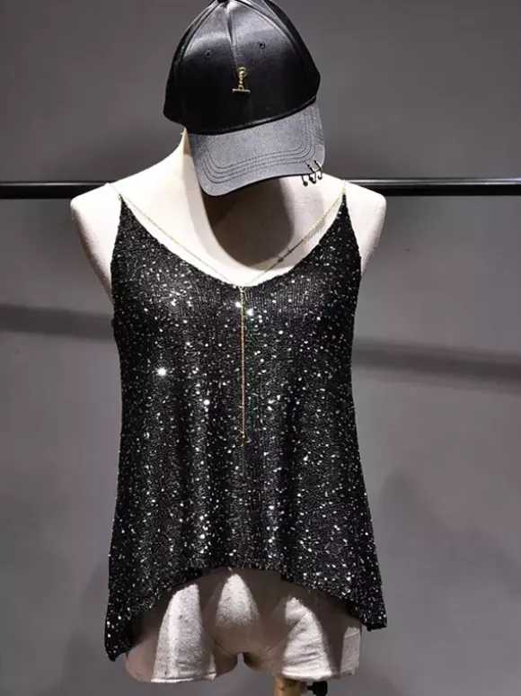 Clubwear Tops Fashion V-Neck Nets Sleeveless Clothes