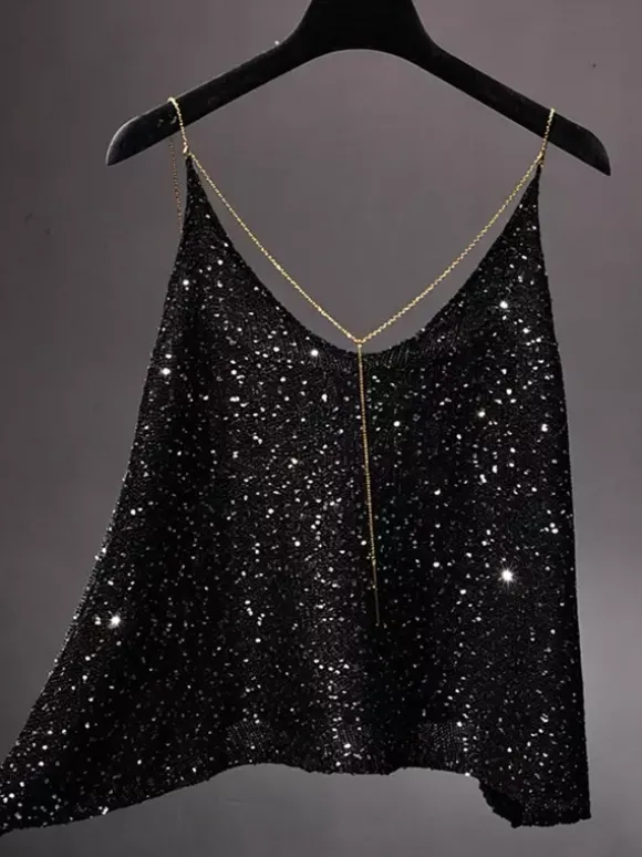 Clubwear Tops Fashion V-Neck Nets Sleeveless Clothes