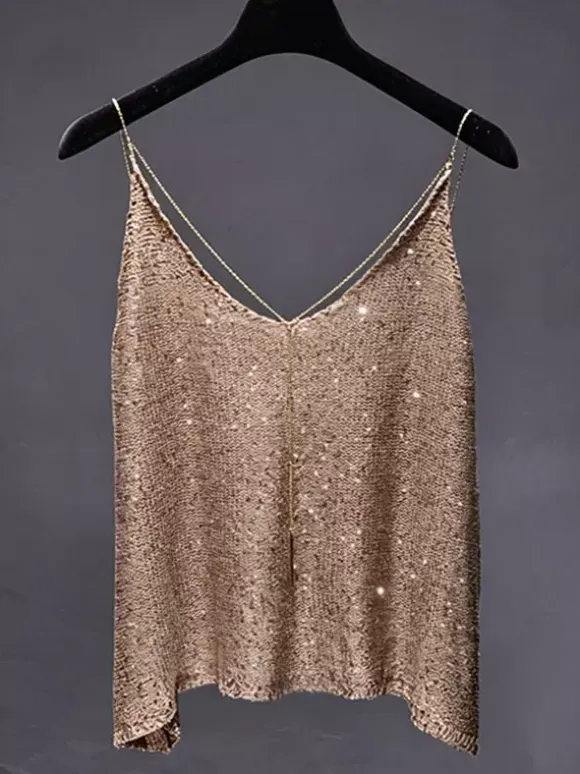 Clubwear Tops Fashion V-Neck Nets Sleeveless Clothes