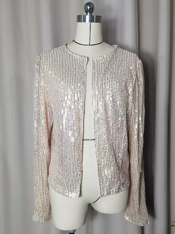 Clubwear Tops Stylish Jewel Neck Sequins Long Sleeves Blazers Cardigans