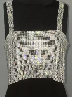 Clubwear Tops Trendy Off-The-Shoulder Sequins Sleeveless Backless Tops