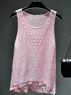 Clubwear Top Stylish Jewel Neck Nets Polyester Clothes