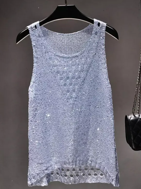 Clubwear Top Stylish Jewel Neck Nets Polyester Clothes