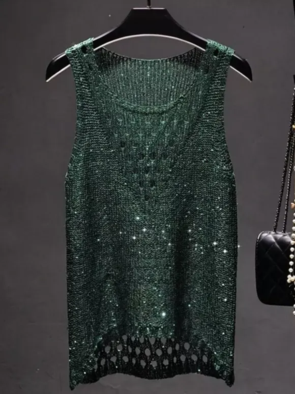 Clubwear Top Stylish Jewel Neck Nets Polyester Clothes