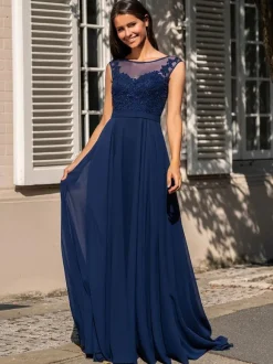 Cocktail Dress 2026 Glamour A-Line Floor-Length Illusion Neckline Lace Party Dresses