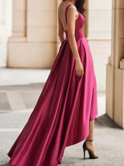 Cocktail Dress Gorgeous A-Line V-Neck Satin Party Dress Free Customization