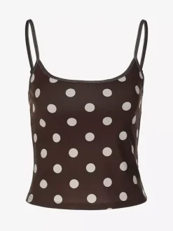 Coffee Brown Cami Top Straps Neck Chic Open Shoulder Women Camis