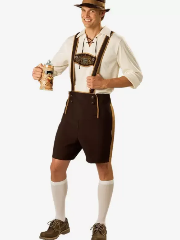 Coffee Brown Vintage Set Retro Buttons Long Sleeves Polyester Top Retro Costumes For Man
