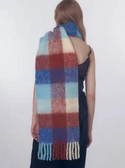 Colorful Check Scarf With Fringe Vintage Fashion Women's Scarves