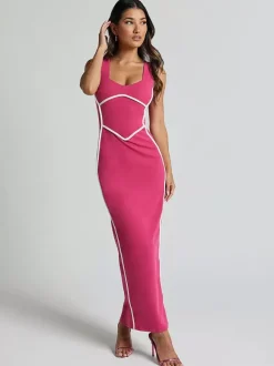 Contrast Color Bodycon Tank Long Dress For Summer 2026