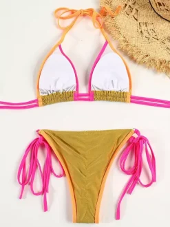 Contrast Color String Bikini Sexy Two Piece Swimwear For Summer 2026