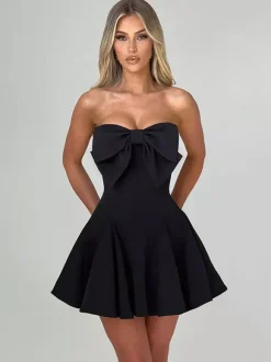 Coquette Bow Dress For Women - Strapless Sweetheart A Line Mini Dress - Summer Birthday Party 2026