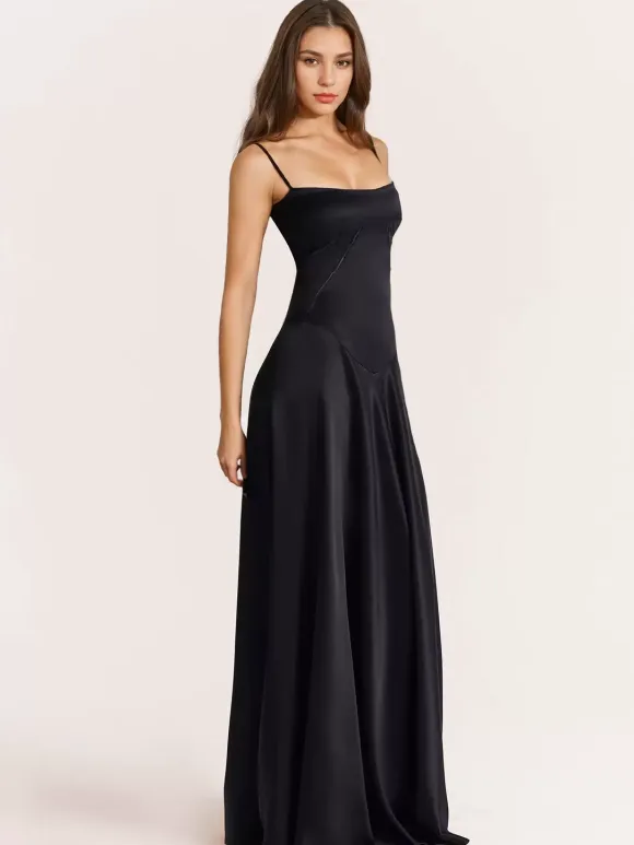 Corest Maxi Dress Adjustable Spaghetti Straps Backless Lace Up Prom Dresses