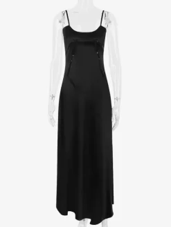 Corest Maxi Dress Adjustable Spaghetti Straps Backless Lace Up Prom Dresses