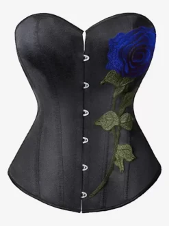 Corsets Red Elegant Bustier Matte Satin Street Wear Embroidered Lace-up Lingerie