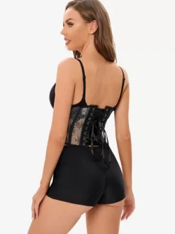 Corsets Black Bustier Top Lace-up Party Chic Lingerie