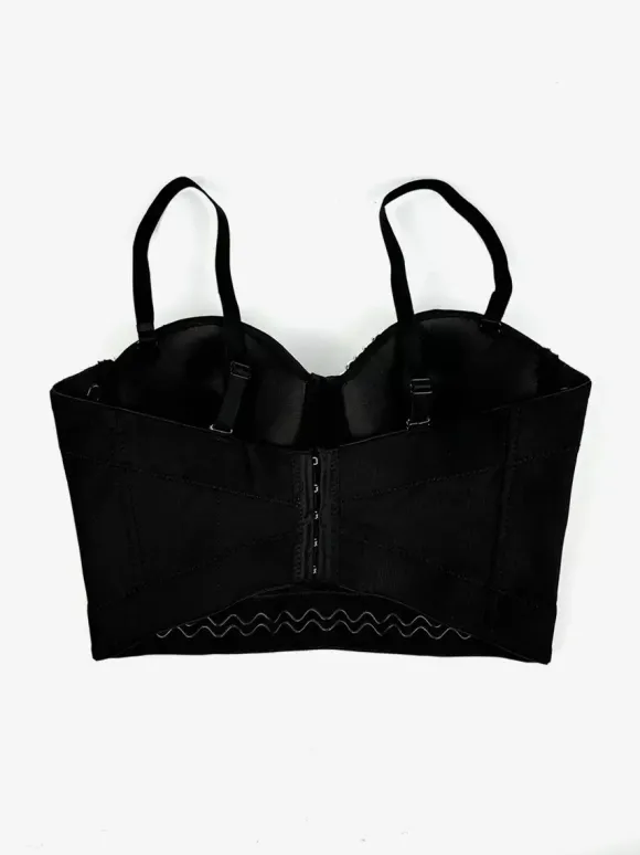 Corset Tops Black Gold Sexy Sleeveless Straps Neck Slim Fit Rivets Tops