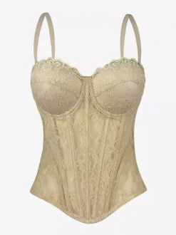 Corset Tops Black Sexy Sleeveless Strapless Slim Fit Lace Tops