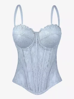 Corset Tops Black Sexy Sleeveless Strapless Slim Fit Lace Tops