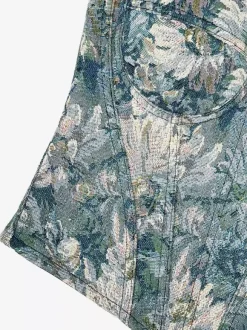 Corset Tops Blue Retro Sleeveless Strapless Printed Slim Fit Tops