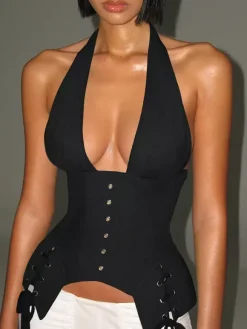 Corset Tops Purple Corset Tops Sexy Slim Fit Lace Up Lace-up Tops