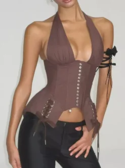 Corset Tops Purple Corset Tops Sexy Slim Fit Lace Up Lace-up Tops