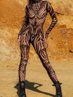 Costumes Catsuits & Zentai Costumes Neon Bodysuit Halloween Cosplay Costume 3D Digital Printing Uv Glow Bodysuit Halloween Holiday Catsuits & Zentai