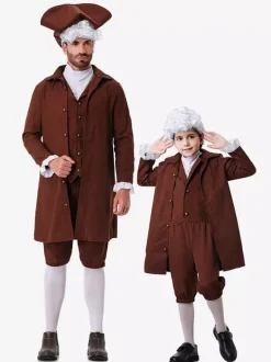 Costumes Coffee Brown Men Retro Waistcoat Pants Set Holidays Costumes