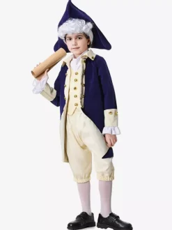 Costumes Deep Blue Retro Top Pants Set Holidays Costumes