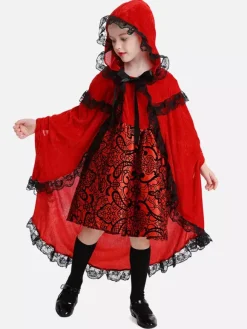 Costumes For Kids Red Set Kid's Cloak Dress