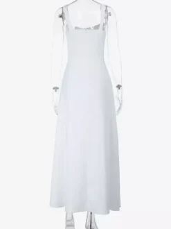 Cottagecore Midi Dress For Women - White Elegant Tie Front Sundress - Summer Garden Wedding Guest Wear 2026