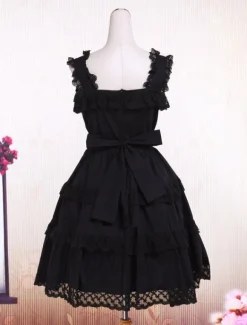 Cotton Black Sleeveless Gothic Lolita Dress