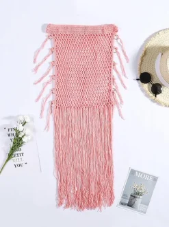 Cover Ups For Women Black Fringe Stretch Acrylic Summer Sexy Bathing Suits