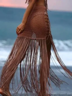Cover Ups For Women Black Fringe Stretch Acrylic Summer Sexy Bathing Suits