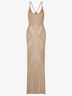 Cover Ups For Women Khaki Crochet V-Neck Sleeveless Backless Summer Sexy Swimming Suits