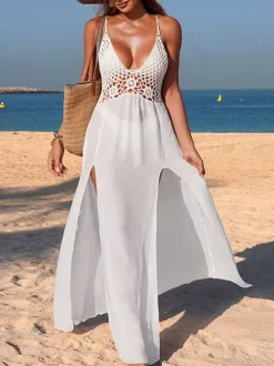 Cover Ups For Women White Crochet Sleeveless Summer Sexy Bathing Suits