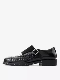 Cowhide Buckle Mens Monk Loafer Shoes