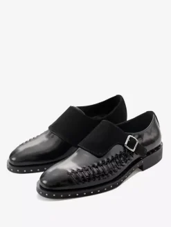 Cowhide Buckle Mens Monk Loafer Shoes