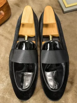 Cowhide Penny Loafer Shoes For Men Prom Wedding Shoes