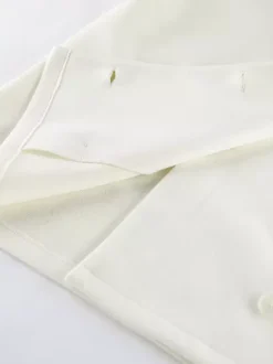 Cream Notched Lapel Women's Blazer - Oversized Single Breasted Jacket - Quiet Minimalist Street Casual Spring Outfit 2026