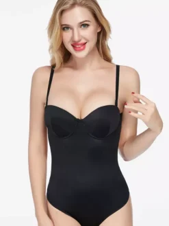 Cross Back Underwire Sculpting High Cut Bodysuit Shapewear