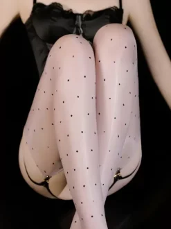Crotchless Lingerie Attractive Polka Dot Stockings Garter Belts